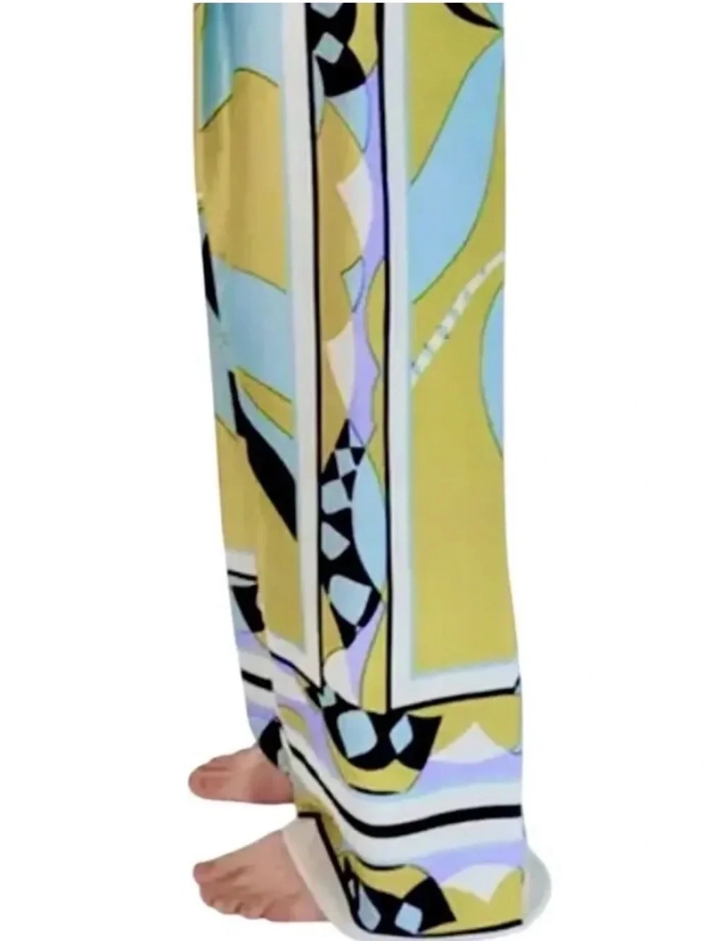 Zara Yellow Lavender and Black Abstract Wide-Leg Pants | XS